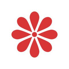 Flower vector icon. Red symbol