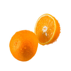 half ripe oranges isolated  on a white background