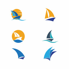 Ocean cruise liner ship silhouette simple linear logo