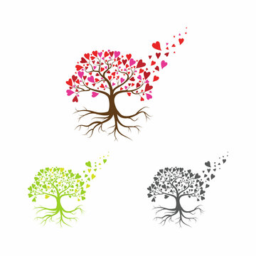 Love tree with heart leaves vector illustration