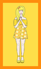 Hand drawn beautiful girl vector illustration. Stylish girls in fashion clothes. young women posing in stylish clothes.
