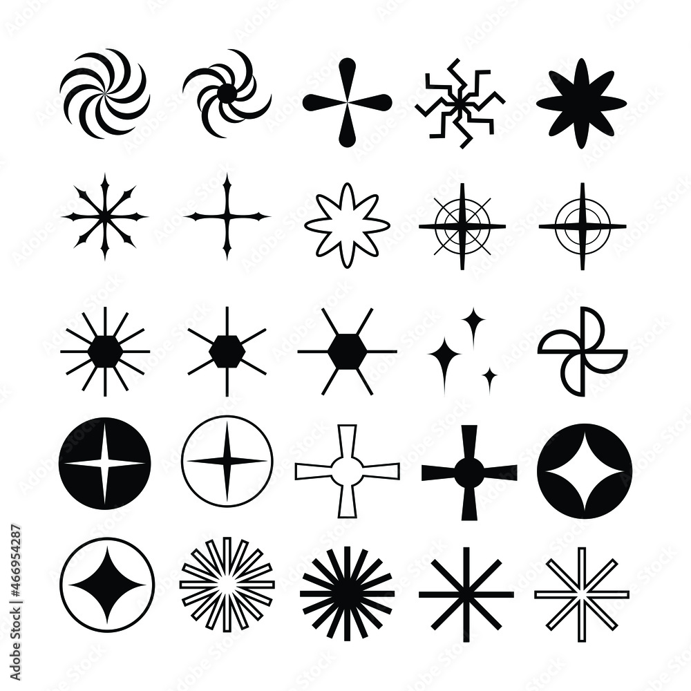 Poster set of star icons collection in various styles. various shapes of stars that are suitable for elemen