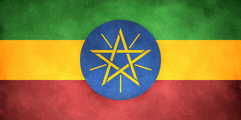 エチオピアの国旗の手描きビンテージ風イラスト