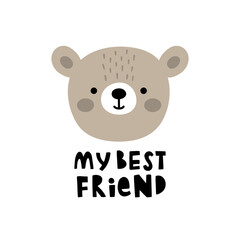 vector image of bear head and lettering