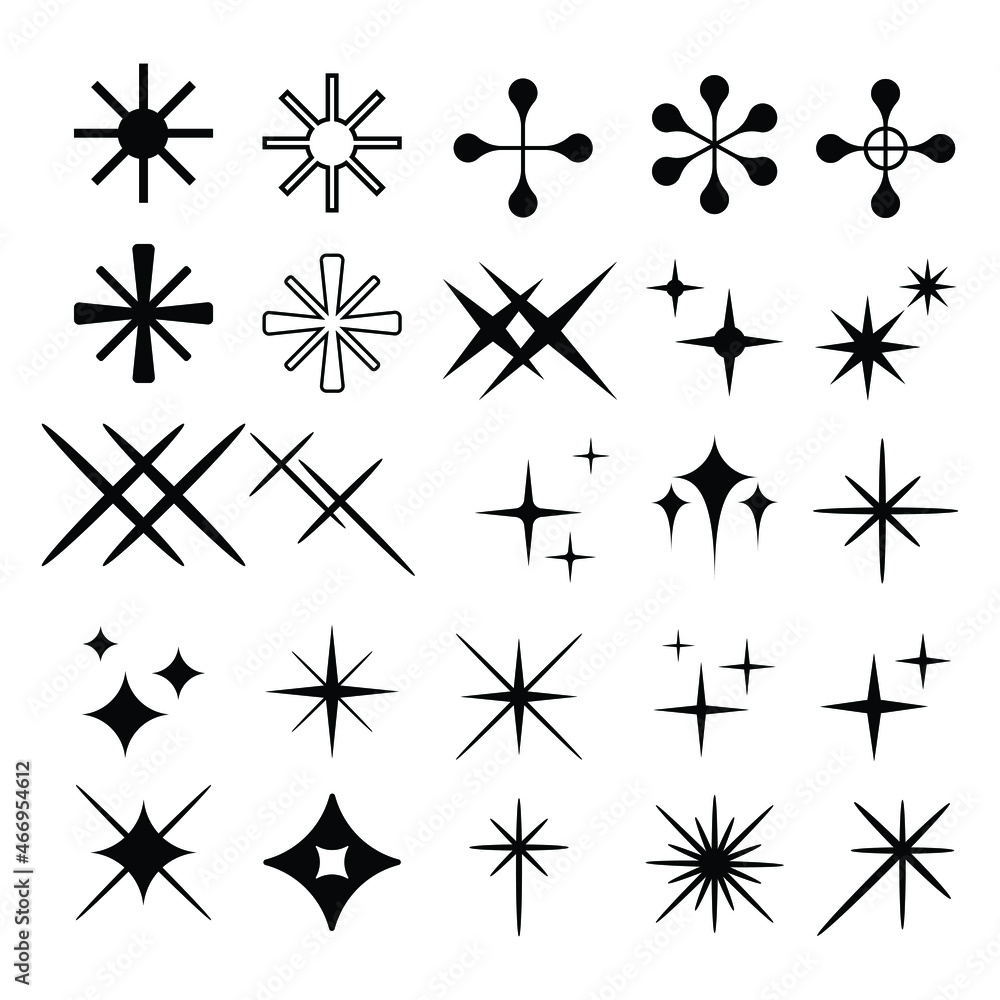 Poster set of star icons collection in various styles. various shapes of stars that are suitable for elemen
