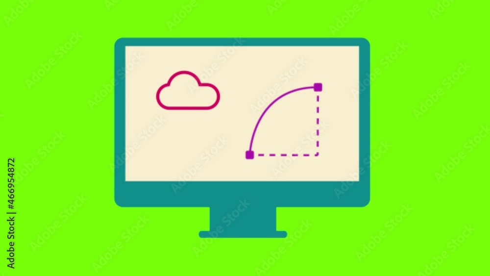 Aufkleber animated cloud and graph icons on the media screen; cloud computing and technology