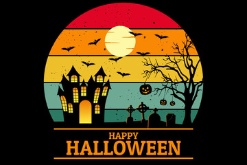 Happy halloween design vintage retro