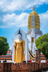 Old Buddha statue at Wat Phra Si Rattana Mahathat also colloquially referred to as Wat Yai is a Buddhist temple (wat) It is a major tourist is Public places attraction Phitsanulok,Thailand.