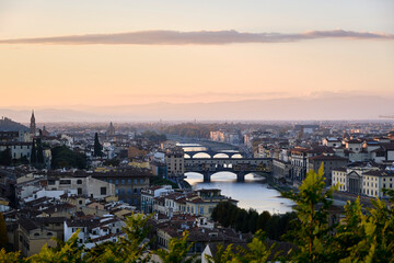 Fototapeta premium the sunset in Firenze (Florence) from the high