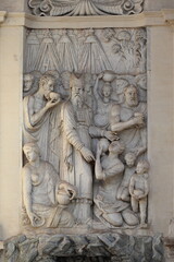 Fontana dell'Acqua Felice Fountain Sculpted Detail in Rome, Italy