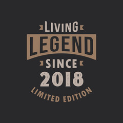 Living Legend since 2018 Limited Edition. Born in 2018 vintage typography Design.