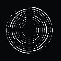 Rotating halftone dots in Spiral Form for comic books . Twirl background . Vector Illustration . Round Logo . Spiral Design element . Abstract Geometric vortex.