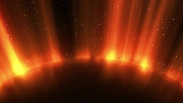 Cosmic eclipse. Black background. Red color. 3d animation