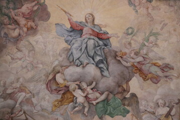 Painted Ceiling Detail at the Santa Maria della Vittoria Church in Rome, Italy