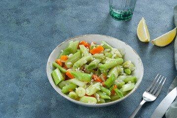 Rice vegetable dish with leek
