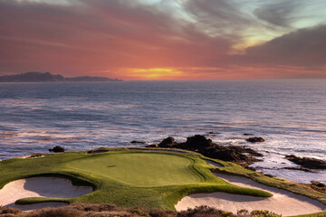 golf course with ocean