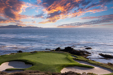 golf course with ocean