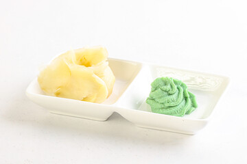 Ginger and wasabi in the bowl