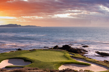 golf course with ocean