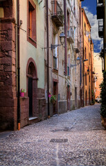 Fototapeta na wymiar Altstadt von Bosa, Insel Sardinien, Italien
