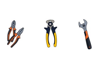 3D render illustration, Amazing picture of building tools with white blurry shadow background