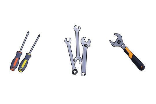 3D render illustration, Amazing picture of building tools with white blurry shadow background