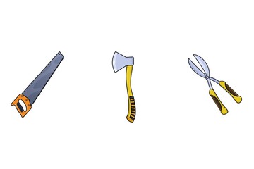 3D render illustration, Amazing picture of building tools with white blurry shadow background