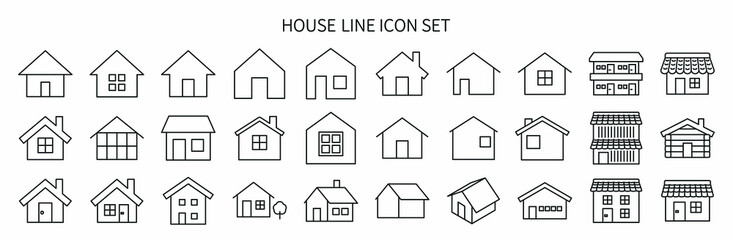 Simple monochrome house icon set