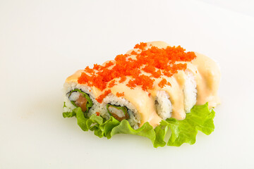 Japanese roll with salmon and prawn