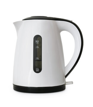 White plastic upright electric kettle