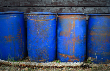 Blue metal barrels