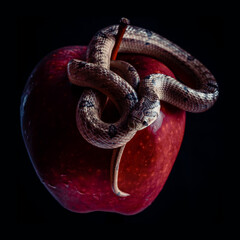 A snake over an apple