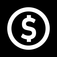Fototapeta premium Dollar Currency Money Sign in a Circle Icon. Vector Image.