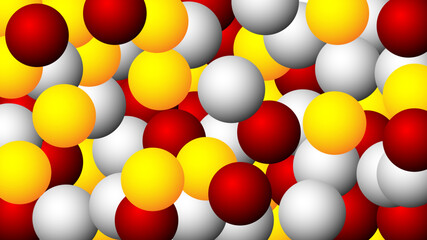 Colorful balls wallpaper. Realistic balls of red, white and yellow. Scattered composition.