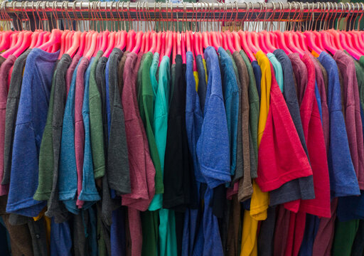 colorful clothes hanging for sale, discounted prices on every major holiday such as New Year, Christmas, Diwali, Muslim Eid Al-Fitr