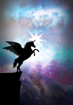 What if unicorn has wings silhouette art