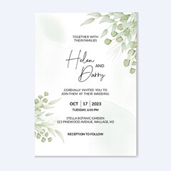 Beautiful watercolor wedding invitation card floral