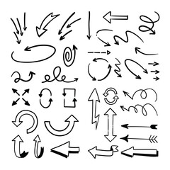 Arrow doodle collection. Hand drawn set of arrows.