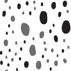 Polka dots seamless pattern. Hand drawn doodle circles monochrome texture background. Random spots.