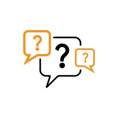 Question bubbles line icon. Faq questionnaire symbol. Vector Illustration