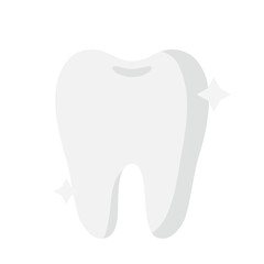 Vector cartoon white healthy shining tooth.