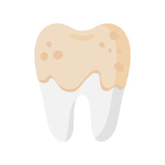 Vector cartoon tooth with dental plaque disease.