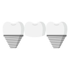 Vector cartoon dental bridge teeth.