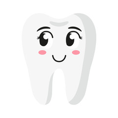 Vector cartoon cute pleased characters of tooth.