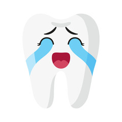 Vector cartoon cute crying characters of tooth.