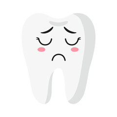 Vector cartoon cute upset characters of tooth.