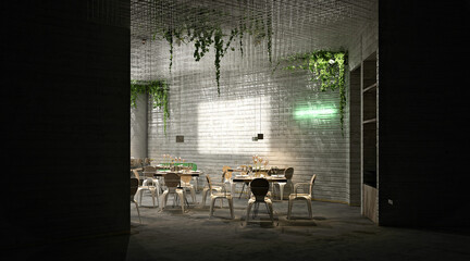 Fototapeta na wymiar 3d render of cafe restaurant bar