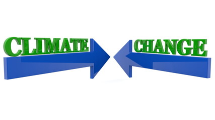 Blue arrows with climate change concept