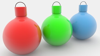Three colorful Christmas decorations