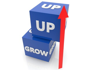 Grow up concept with red arrow